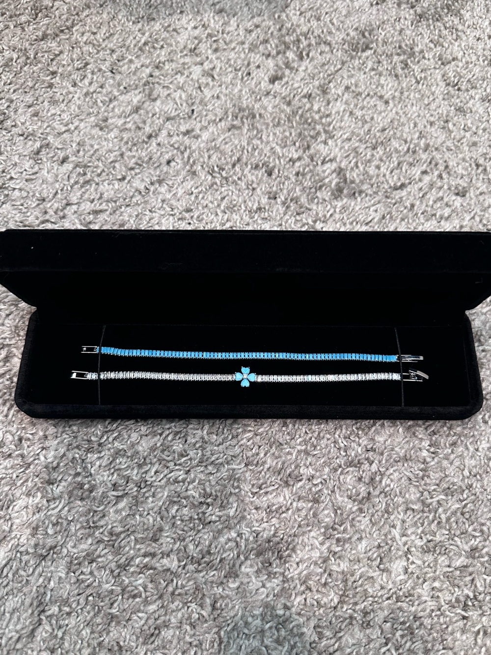 Silver turquoise clover bracelet stack
